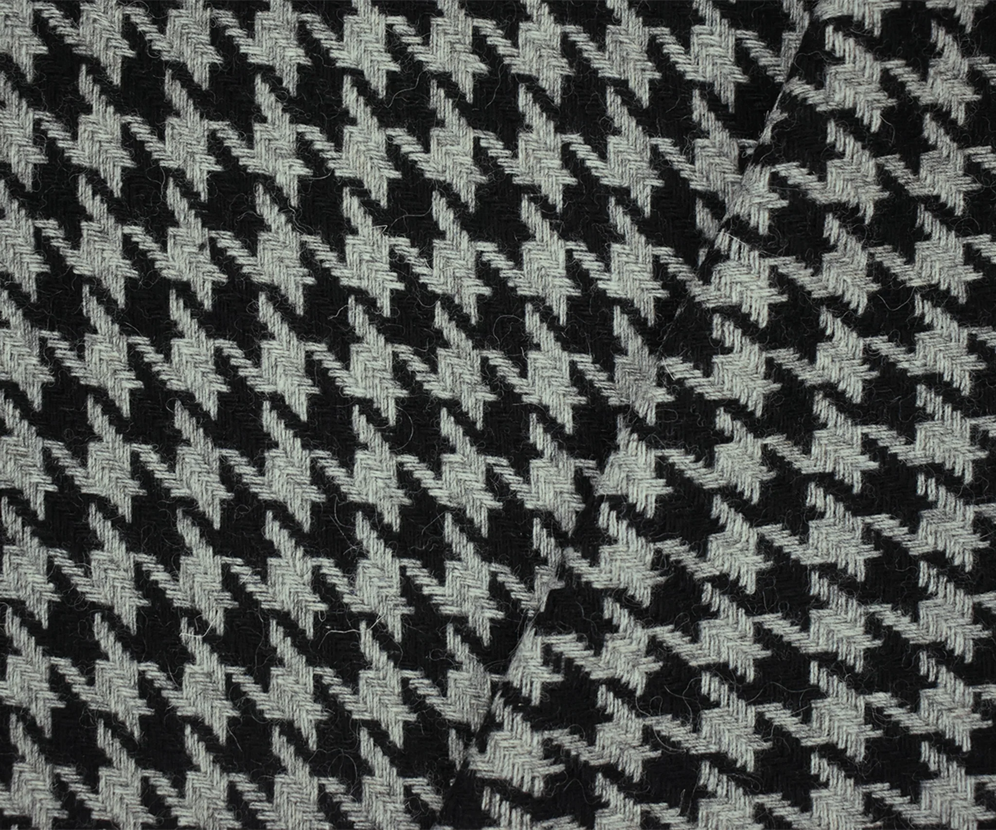Black-Gray Wool-Polyester Houndstooth Woven Jacketing Fabric - Image 2