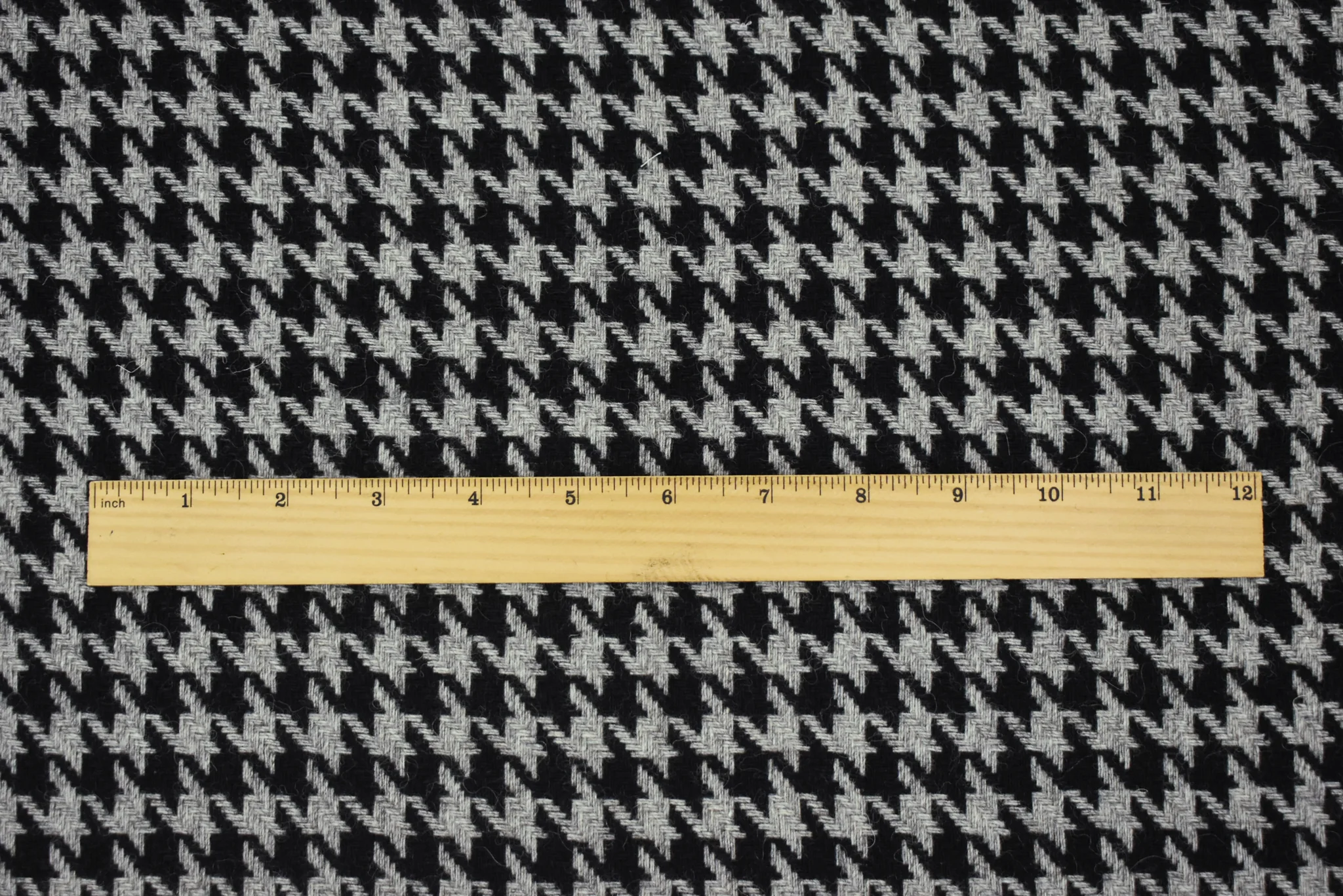 Black-Gray Wool-Polyester Houndstooth Woven Jacketing Fabric - Image 5