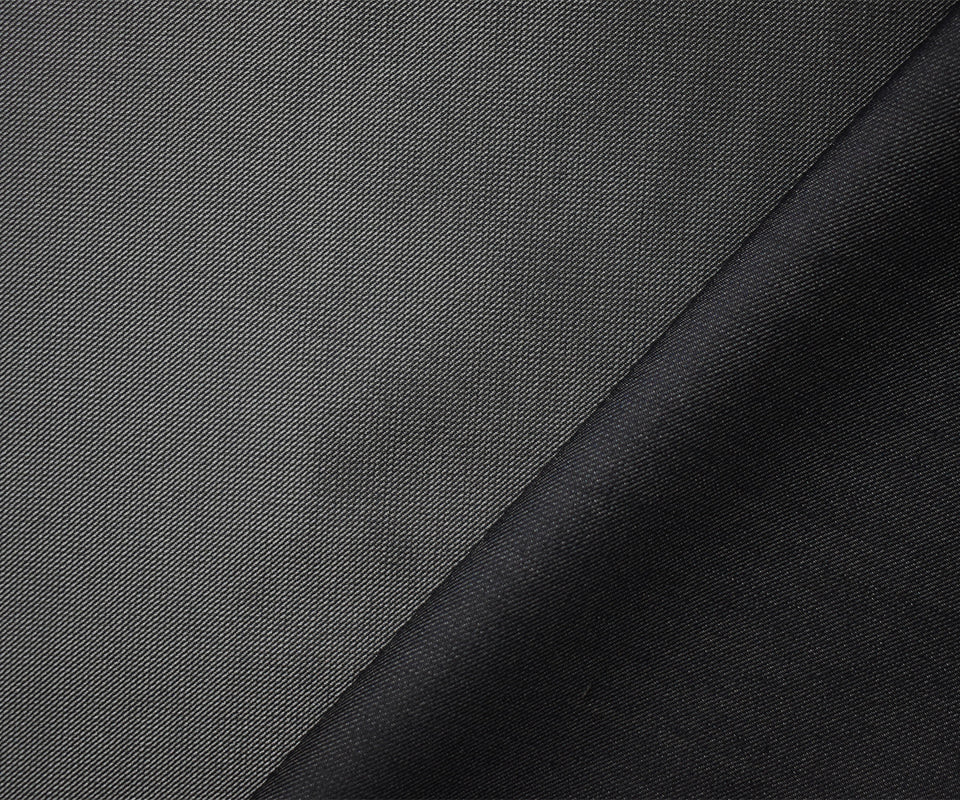 Black-Gray Wool Rayon Slub Twill Woven Suiting Fabric - Image 2