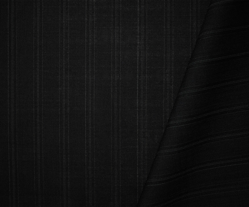 Black-Gray Wool Rayon Stripe Woven Shirting Fabric - Image 2