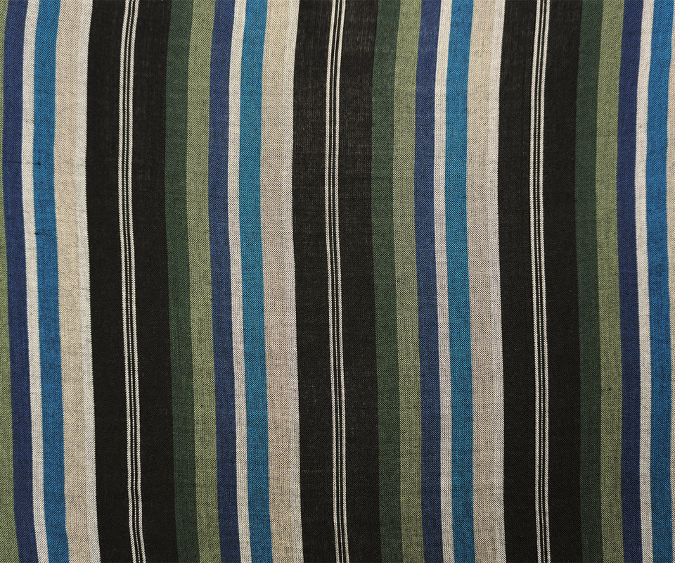 Black-Green-Multi Famous Maker Rayon Stripe Woven Fabric - Image 4