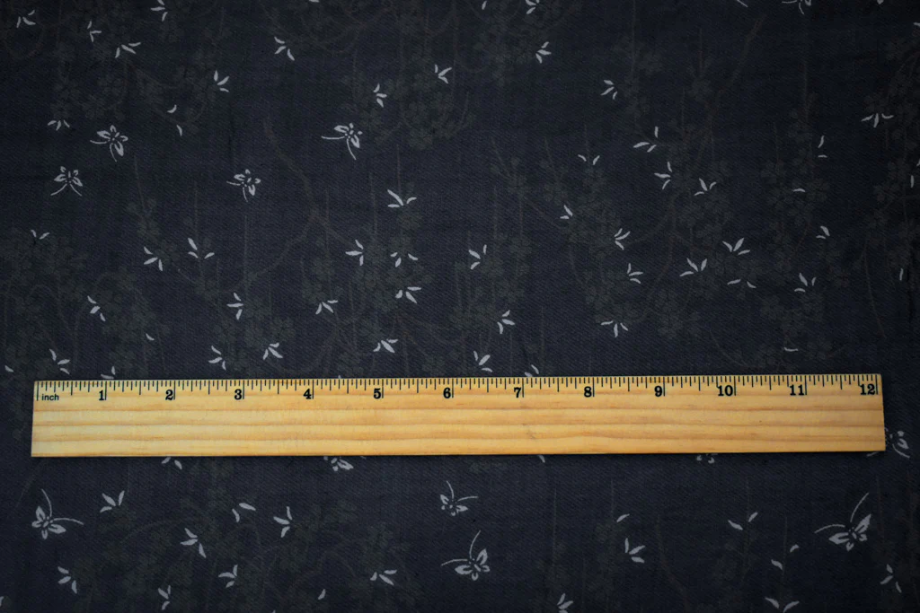 Black-Green-Multi Silk Butterfly Floral Printed Chiffon Woven Fabric - Image 5