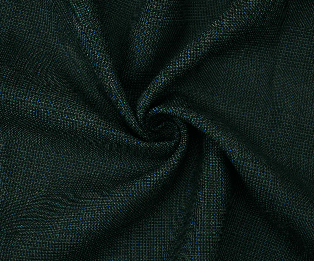 Black-Green-Multi Wool Poly Check Texture Suiting Woven Fabric - Image 3