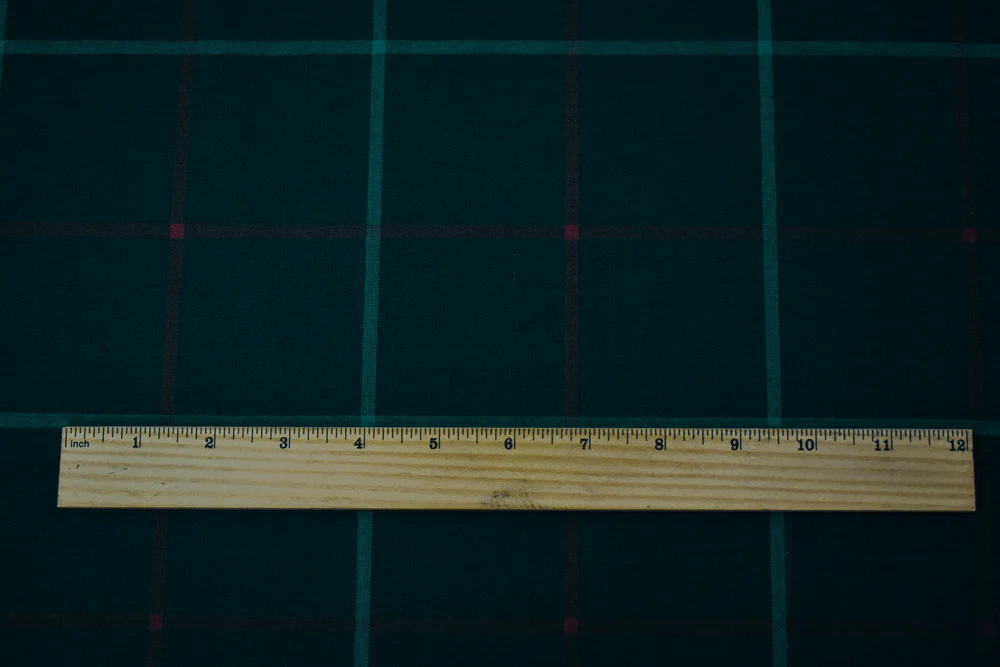 Black-Green-Red Wool Polyester Check Woven Shirting Fabric - Image 5