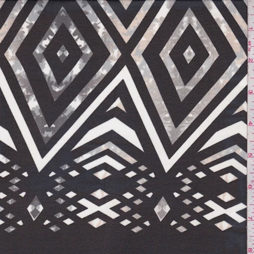 Black/Grey/White Diamond Chiffon Fabric