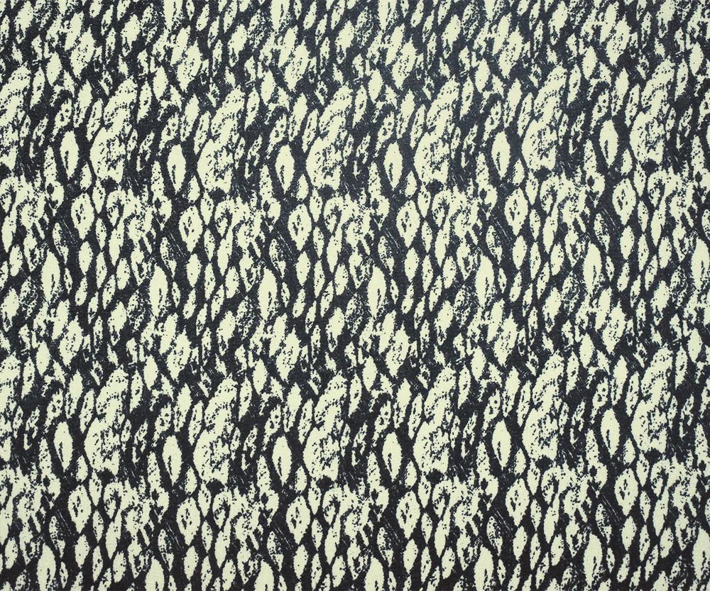 Black-Ivory Abstract Pattern Printed Poly Chiffon Woven Fabric - Image 3