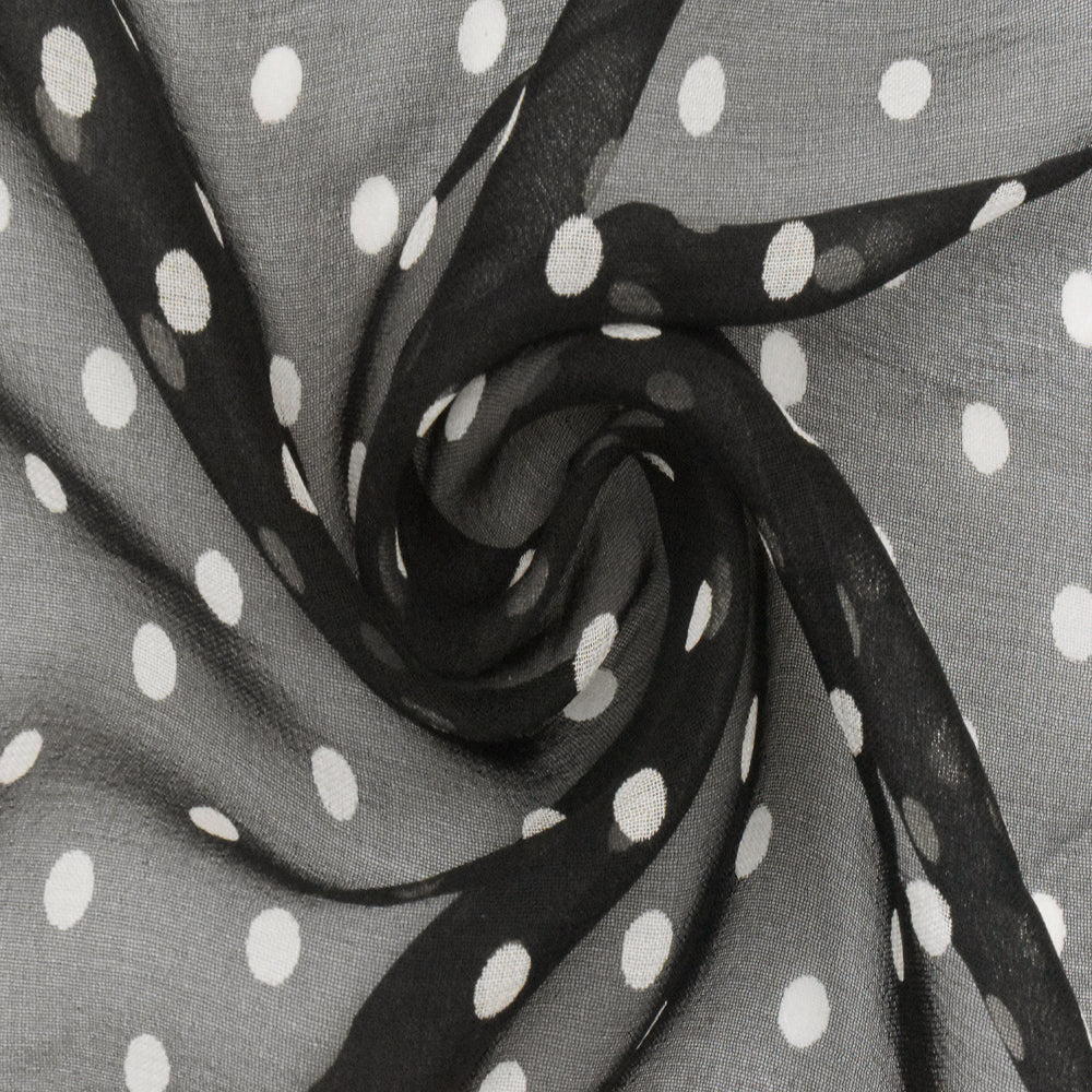 Black-Ivory Famous Designer Dot Printed Silk Chiffon Woven Fabric - Image 2