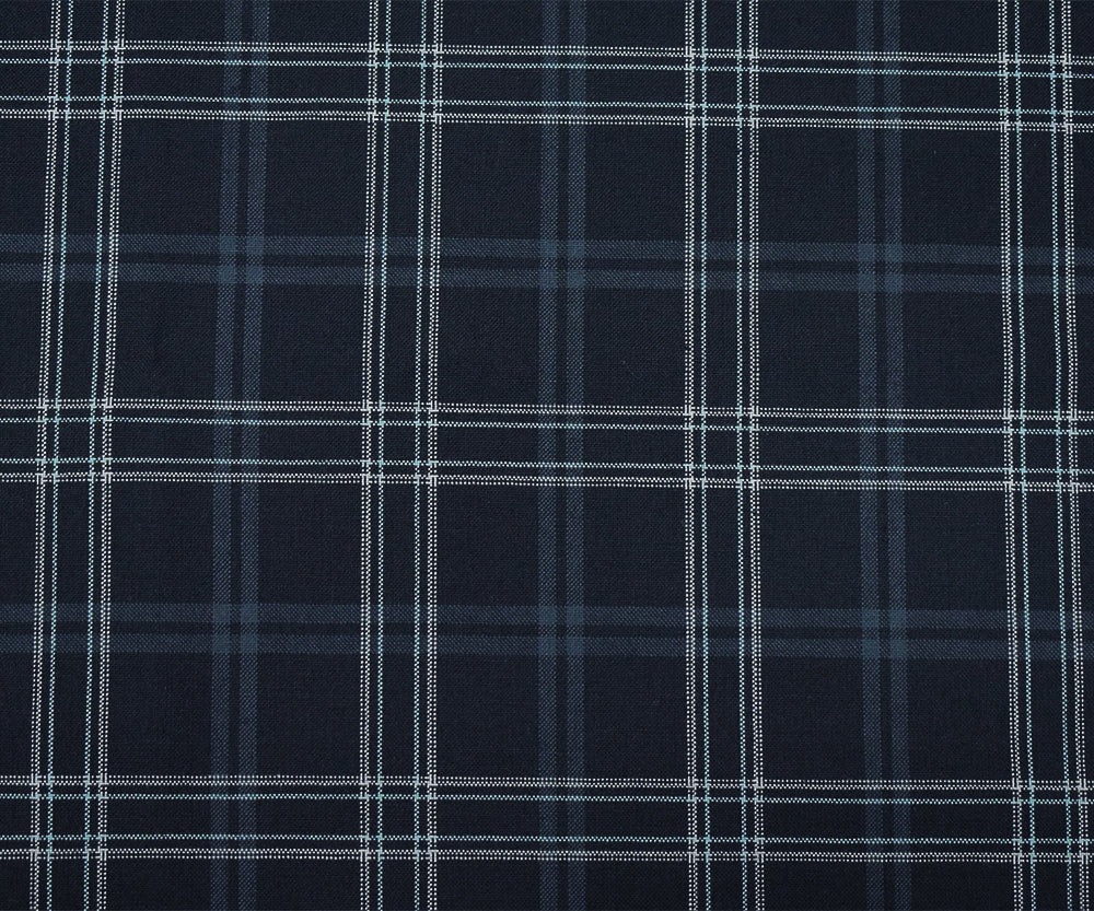 Black-Light Blue-Multi Poly Wool Plaid Woven Shirting Fabric - Image 4