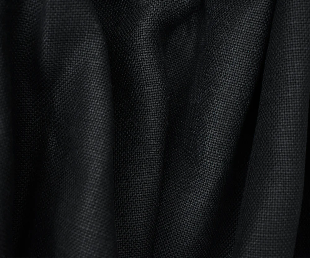 Black Moygashel Solid Woven Irish Linen Home Decorating Fabric - Image 2