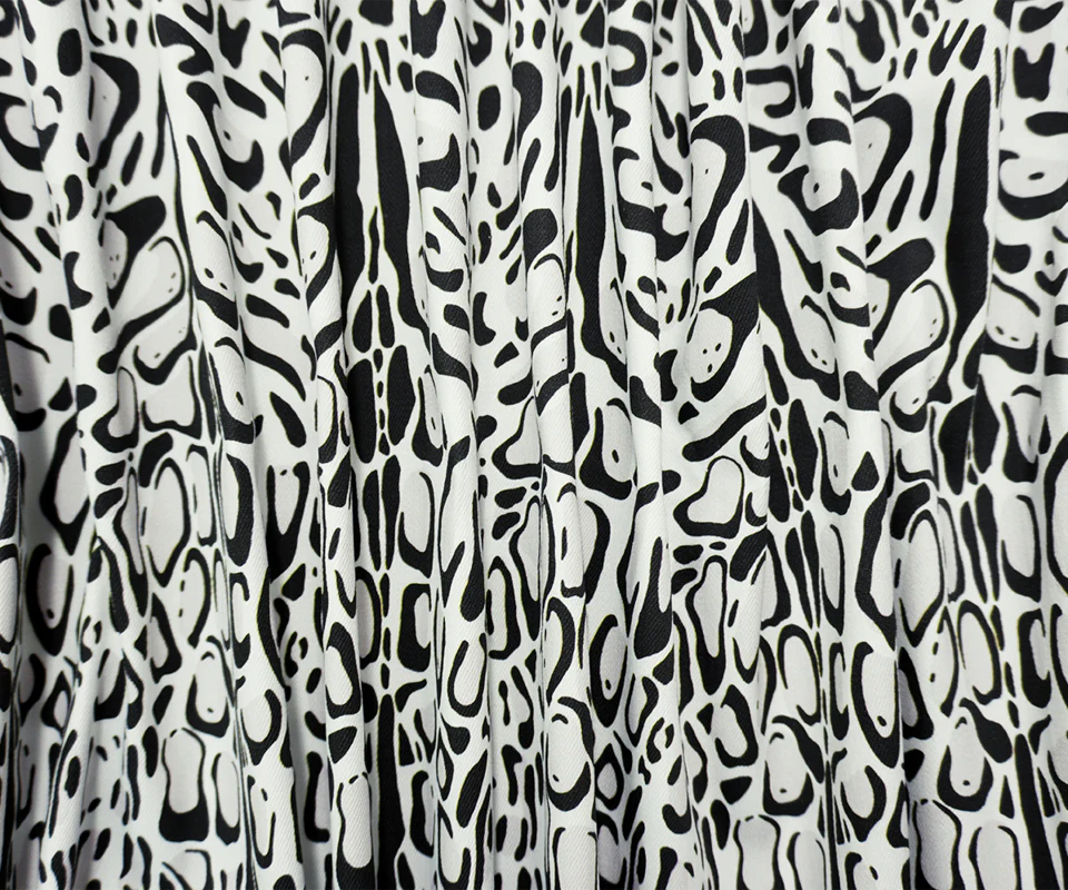 Black-Multi 11.5 oz. Leopard Printed Cotton Blend Denim Fabric - Image 3