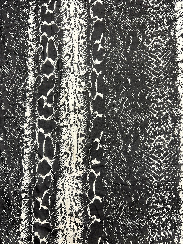 Black Multi Alligator Print Poly Chiffon Fabric - Image 2