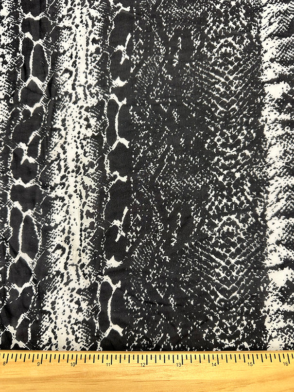Black Multi Alligator Print Poly Chiffon Fabric - Image 3