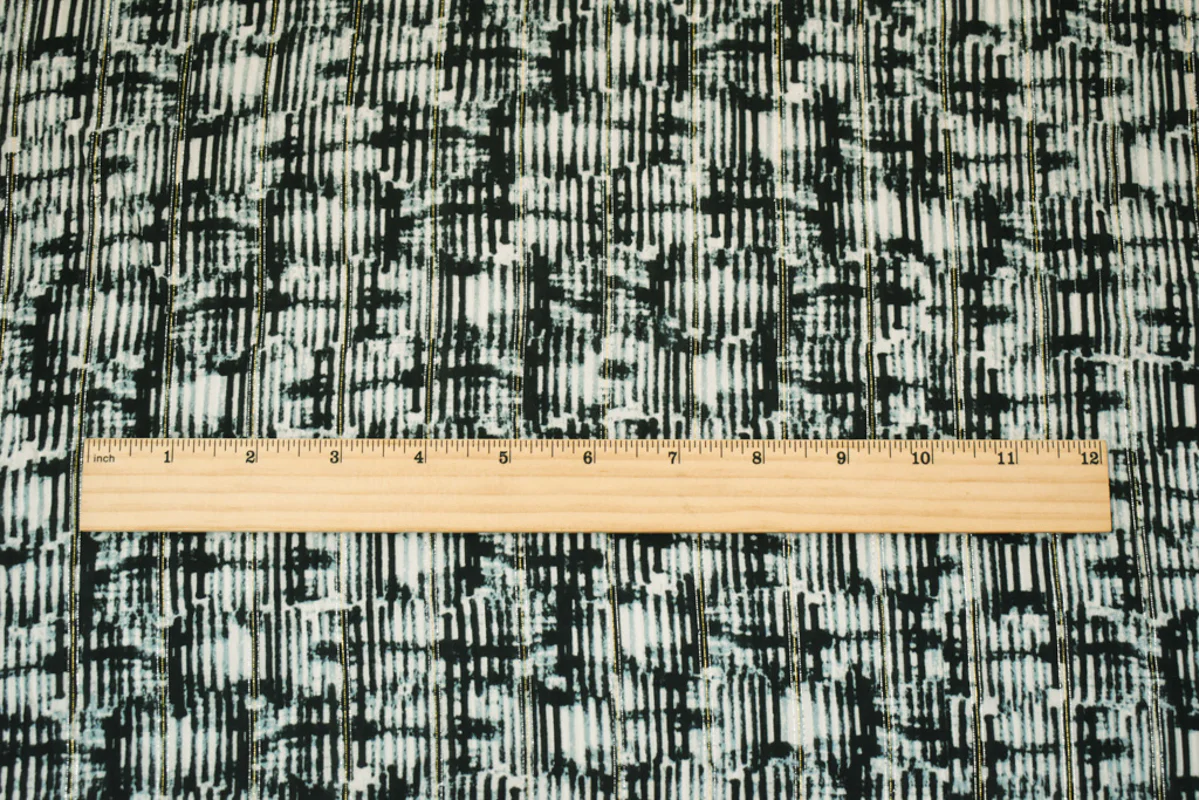 Black-Multi Famous Designer Shadow Grid Challis Fabric - Image 5