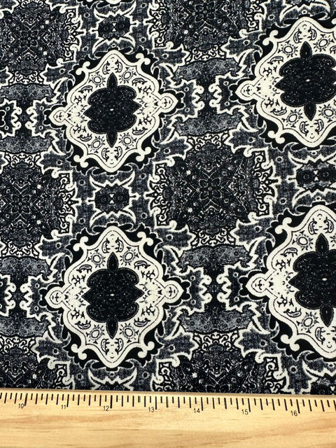 Black Multi Novelty Print Poly Georgette Fabric - Image 2