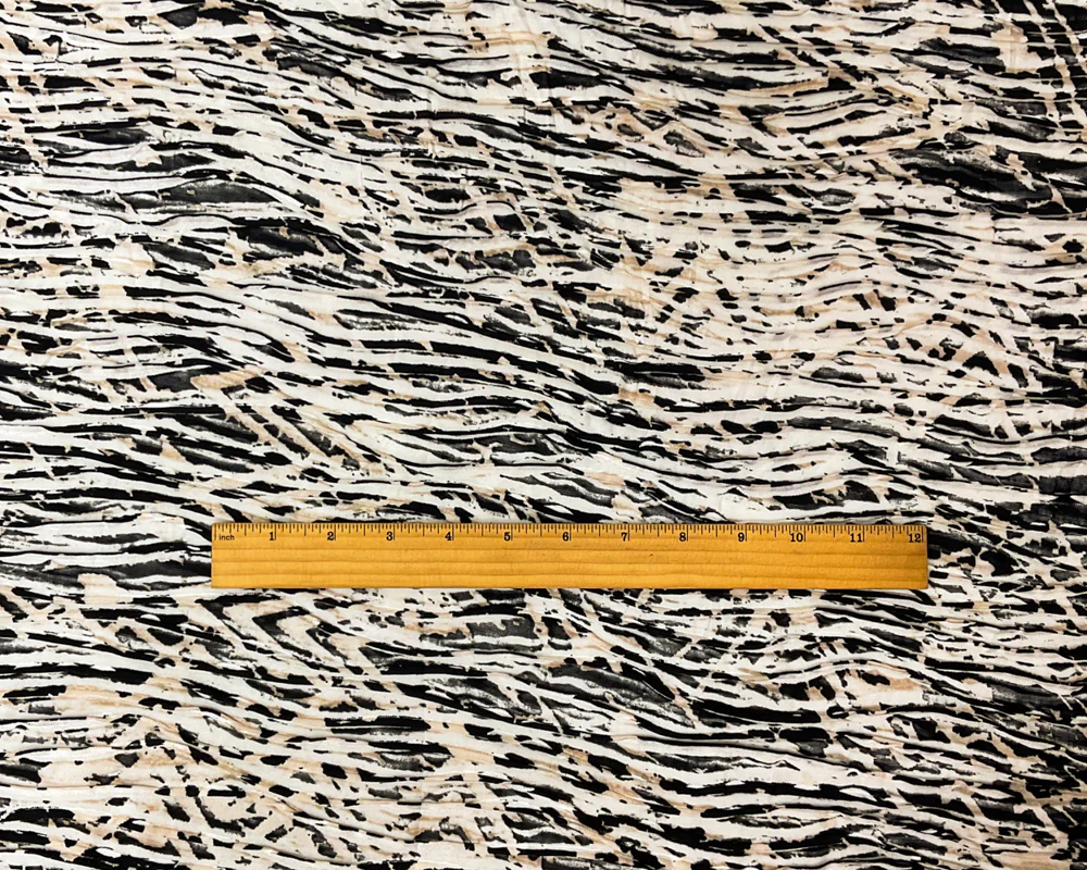 Black-Multi Poly Abstract Chevron Printed Knife Pleat Knit Fabric - Image 4