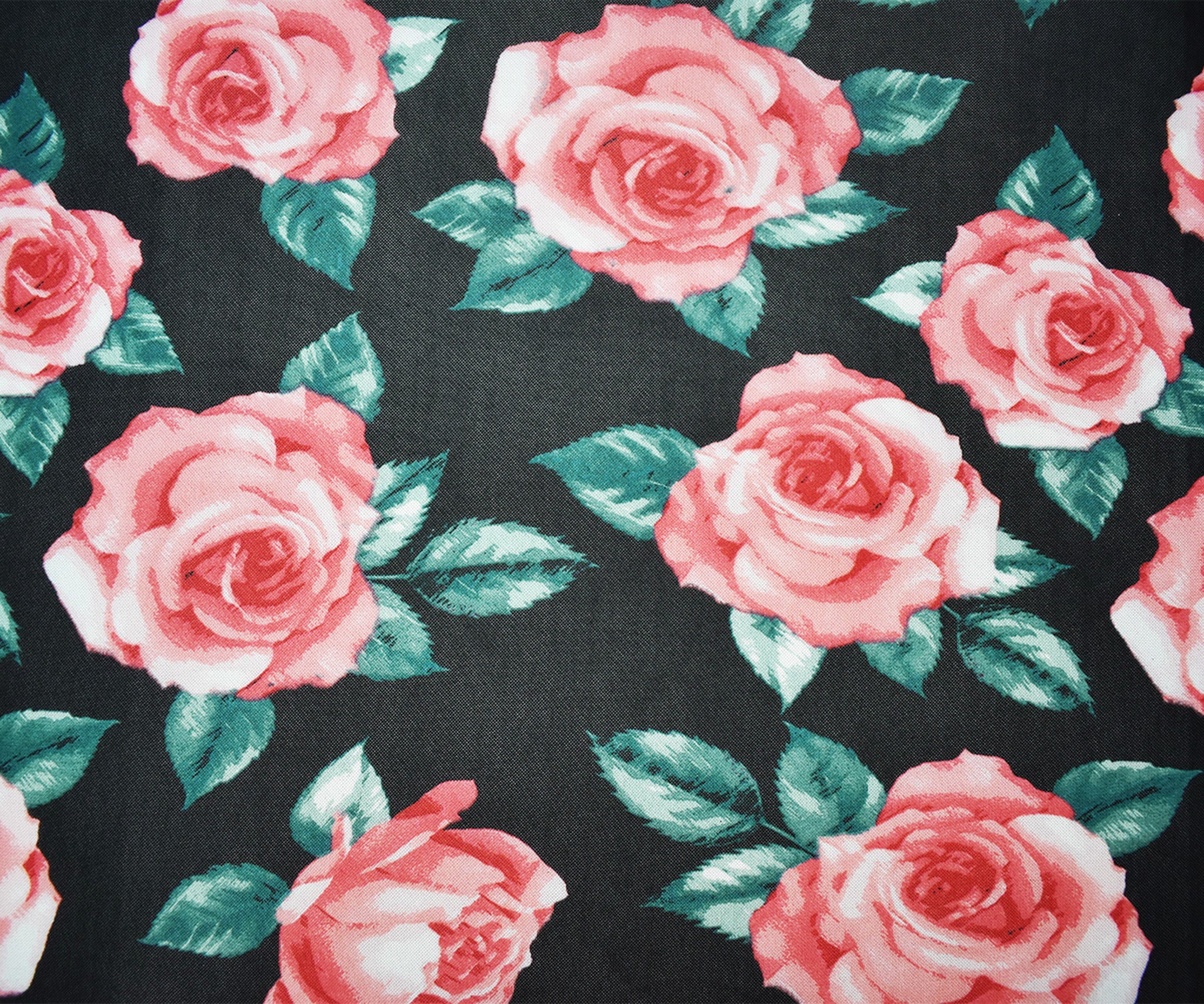 Black-Multi Poly Stretch Spandex Floral Printed Mesh Knit Fabric - Image 3
