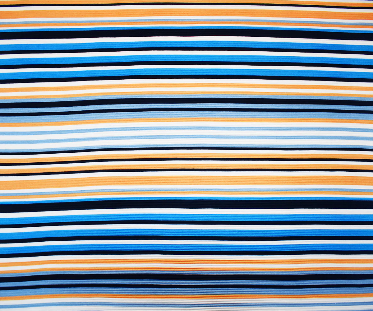 Black-Multi Poly Stretch Spandex Stripe Print Pleated Jersey Knit Fabric - Image 3