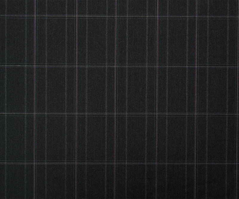 Black-Multi Poly Wool Plaid-Check Japanese Woven Shirting Fabric - Image 4