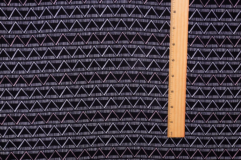 Black-Multi Rayon Chevron Printed Challis Woven Fabric - Image 4