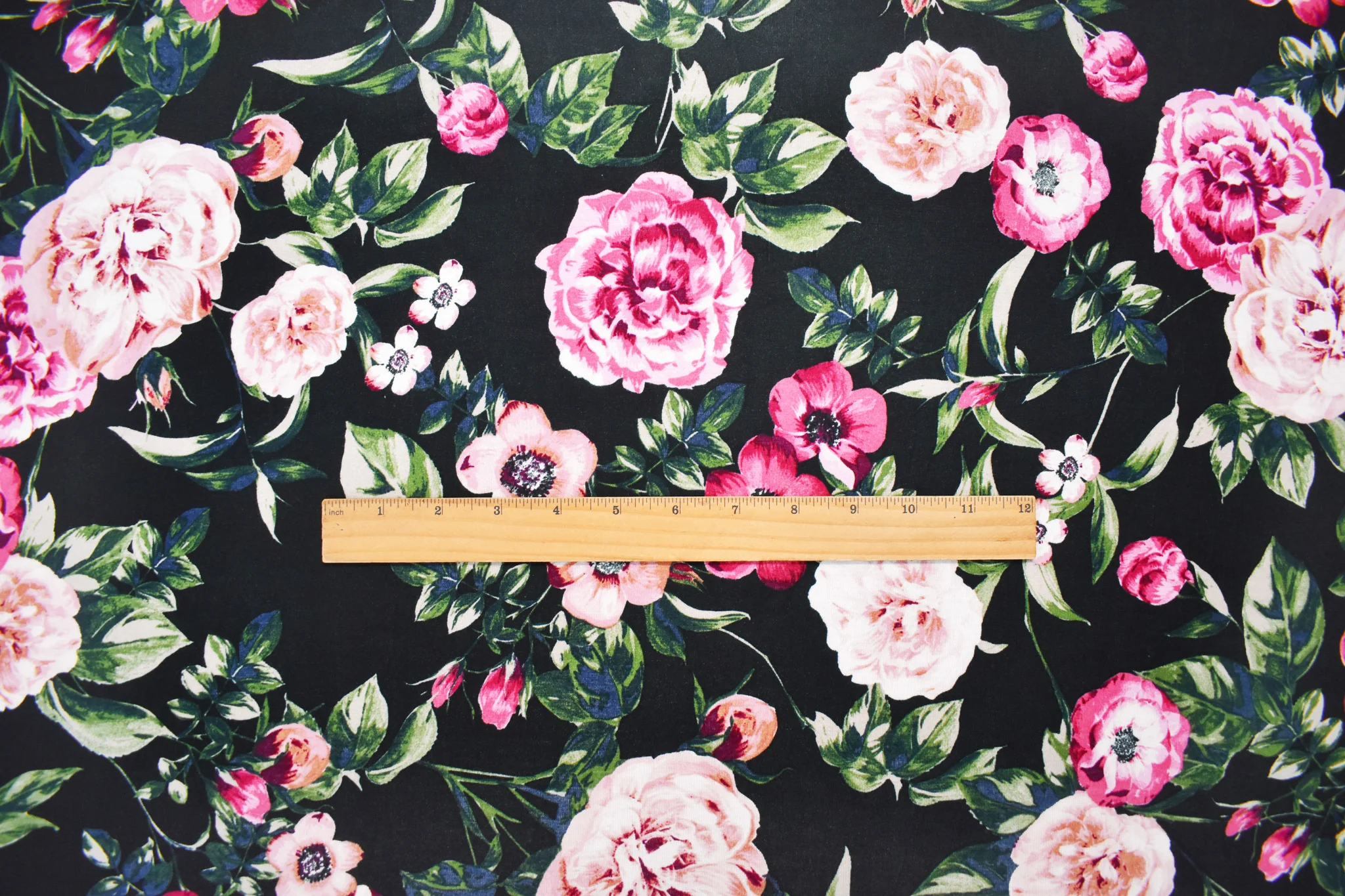Black-Multi Rayon Stretch Spandex Floral Print Jersey Knit Fabric - Image 4
