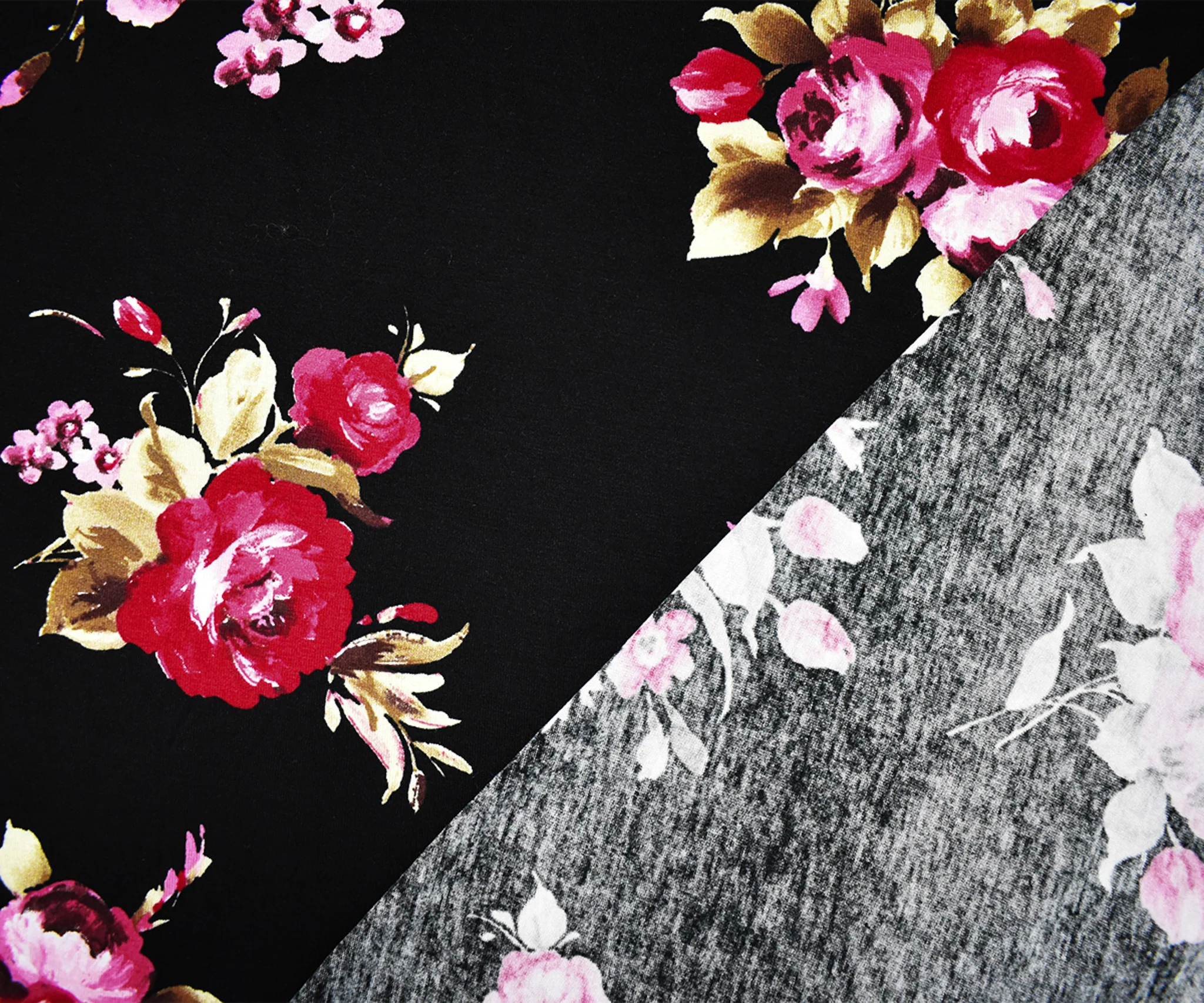 Black-Multi Rayon Stretch Spandex Floral Printed Jersey Knit Fabric - Image 2