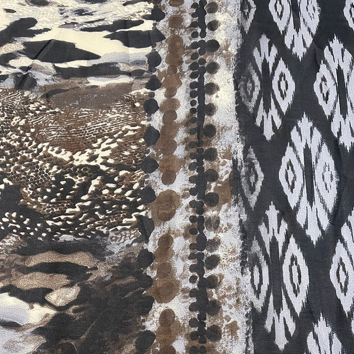 Black Multi Satin Print Chiffon Fabric - Image 2