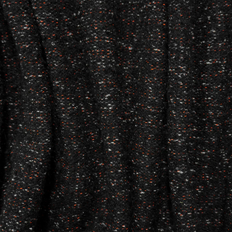 Black-Multi Wool Blend Stretch Texture Woven Jacketing Fabric