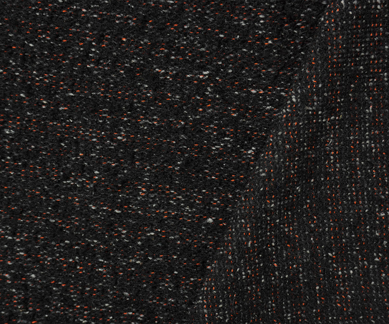Black-Multi Wool Blend Stretch Texture Woven Jacketing Fabric - Image 2