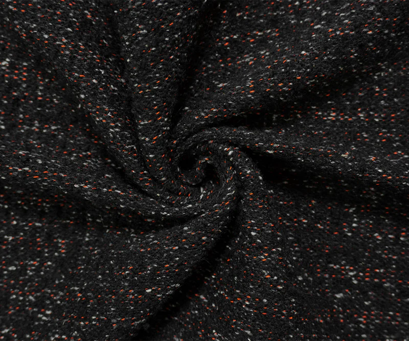 Black-Multi Wool Blend Stretch Texture Woven Jacketing Fabric - Image 3