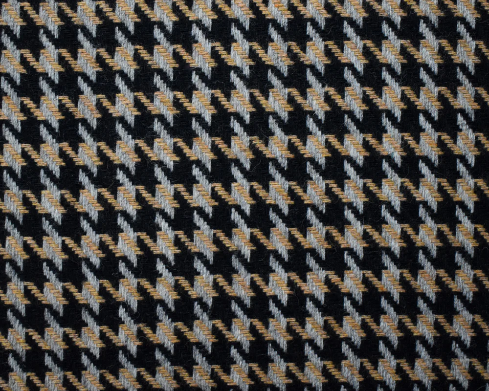 Black-Multi Wool Poly Houndstooth Twill Woven Jacketing Fabric - Image 4
