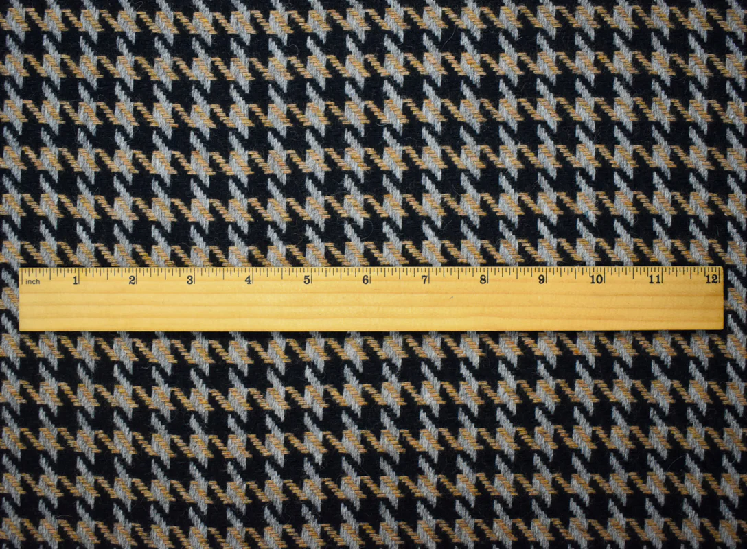 Black-Multi Wool Poly Houndstooth Twill Woven Jacketing Fabric - Image 5