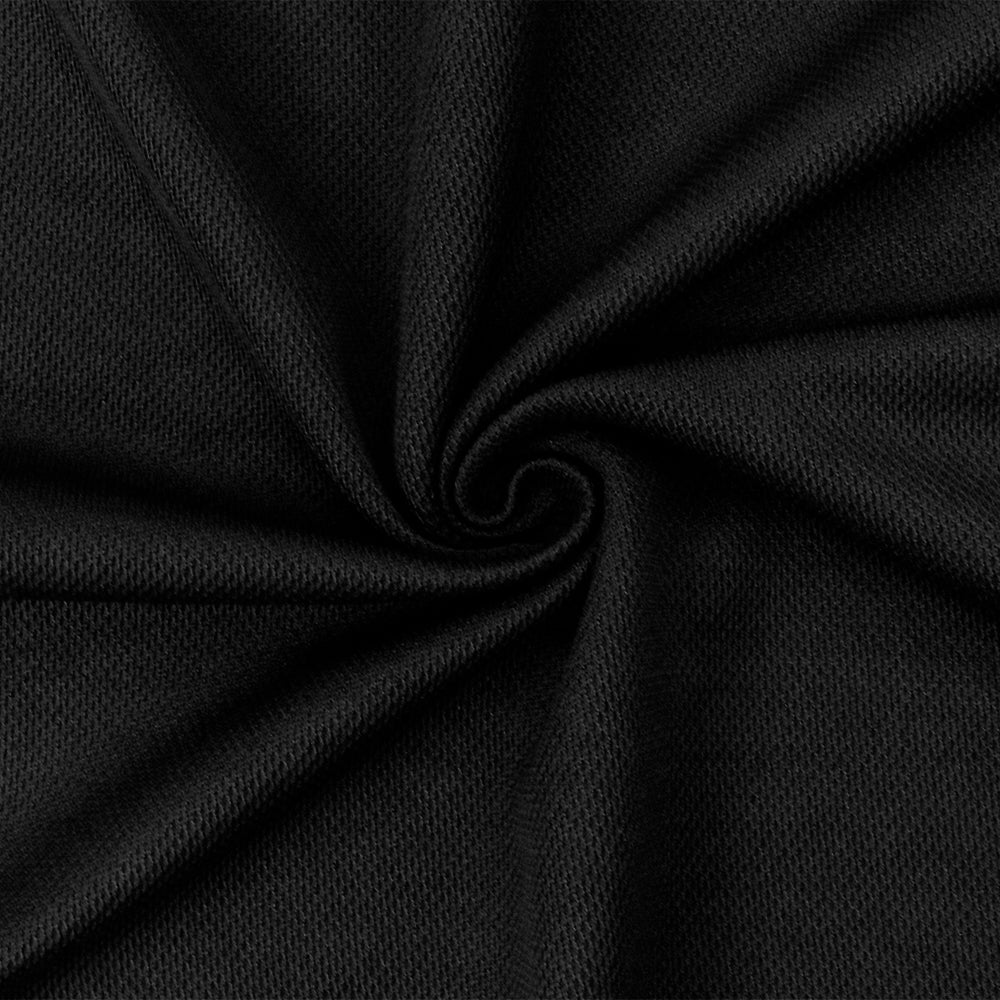 Black Organic Cotton Poly Pique Knit Fabric - Image 3