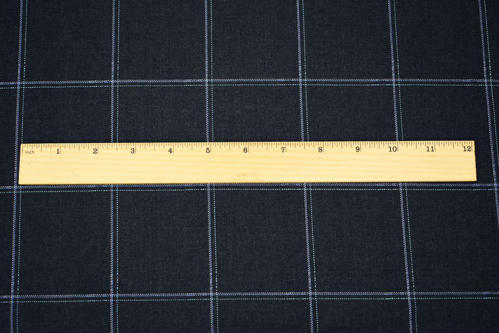 Black-Pink-Blue Polyester Wool Grid Plaid Twill Woven Shirting Fabric - Image 5