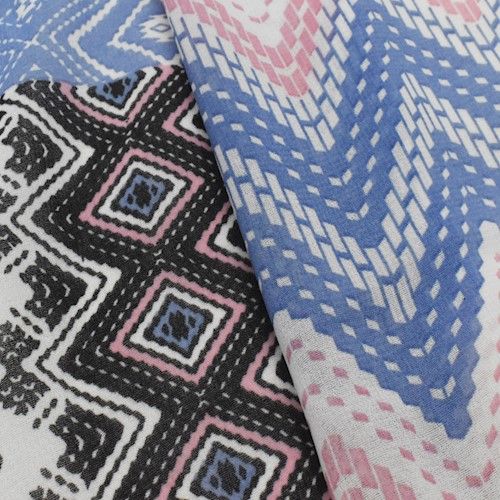 Black/Pink/Multi Chevron Patch Printed Chiffon Woven Fabric - Image 2