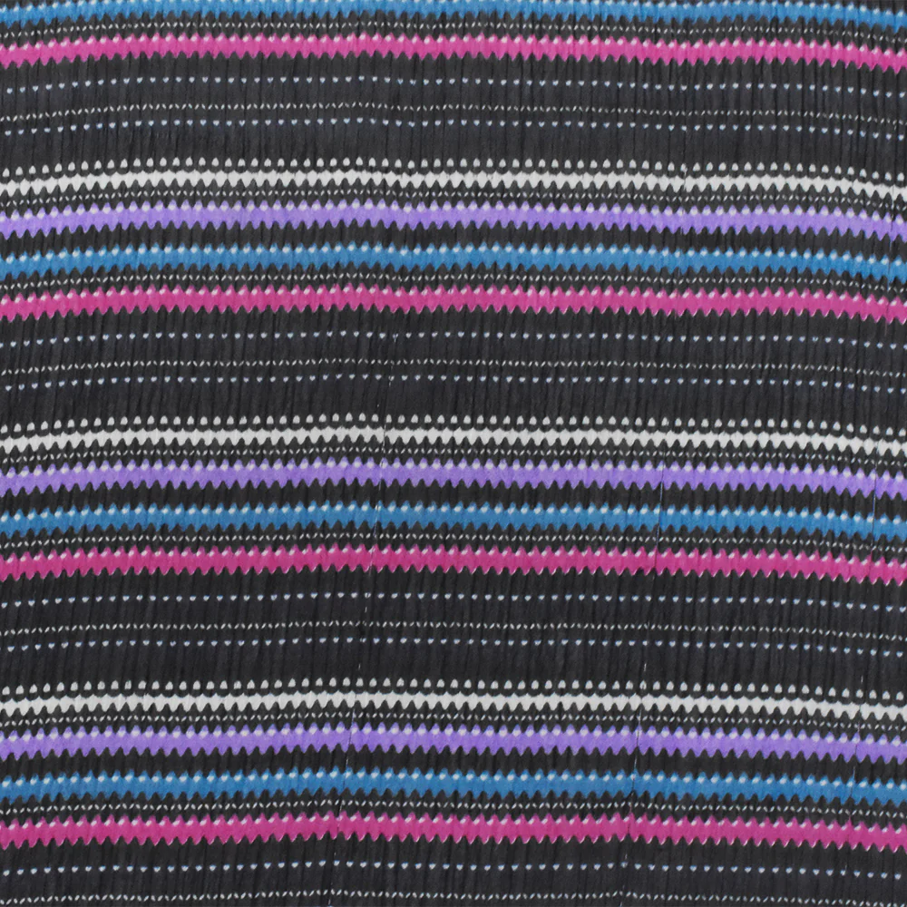 Black-Pink-Multi Mini Wave Stripe Printed Poly Crinkle Yoryu Chiffon Fabric - Image 3