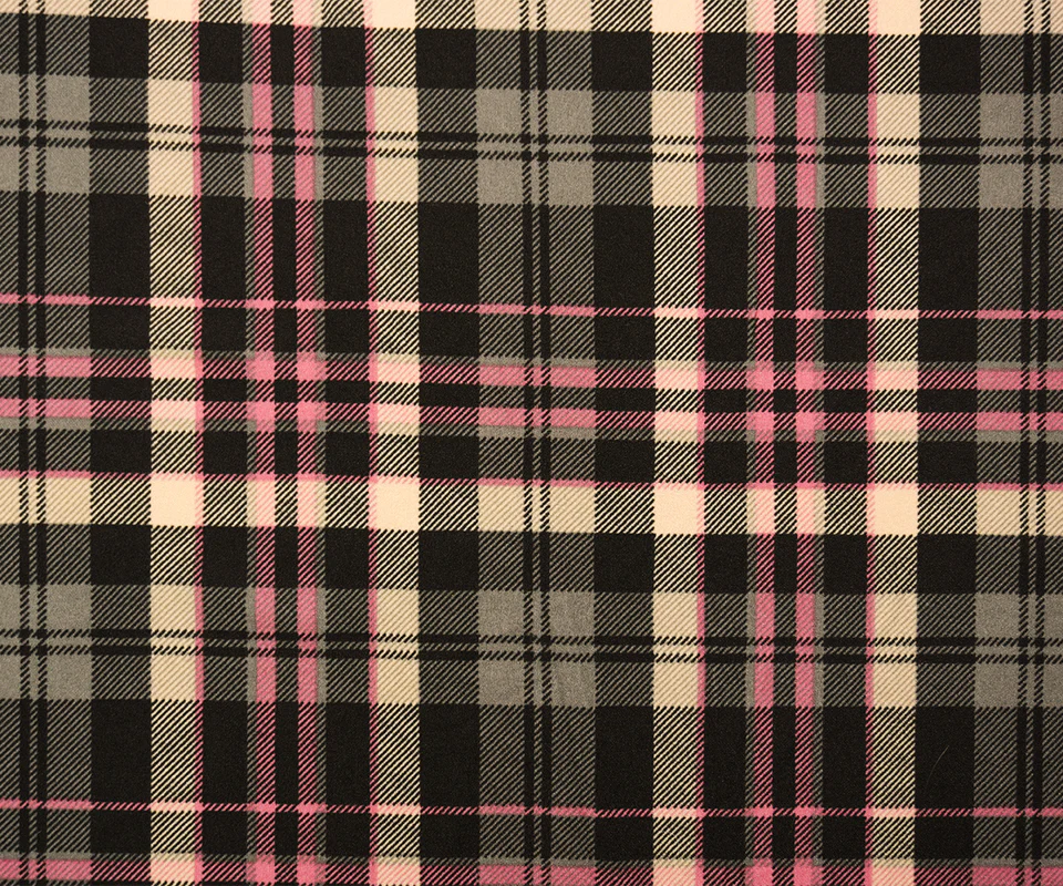 Black-Pink-Multi Poly Stretch Plaid Printed Double Knit Fabric - Image 2