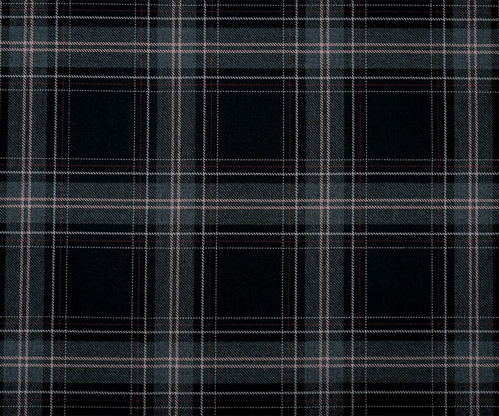 Black-Pink-Multi Poly-Wool Plaid Twill Woven Suiting Fabric - Image 4