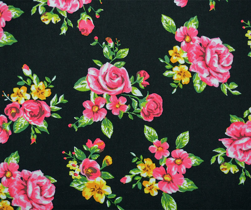 Black-Pink-Multi Rayon Floral Printed Batiste Woven Fabric - Image 3