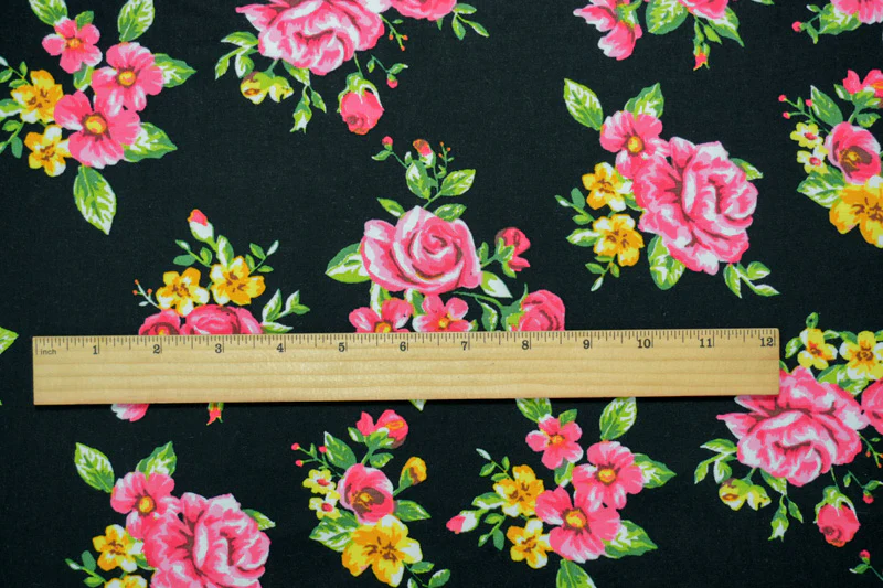 Black-Pink-Multi Rayon Floral Printed Batiste Woven Fabric - Image 4