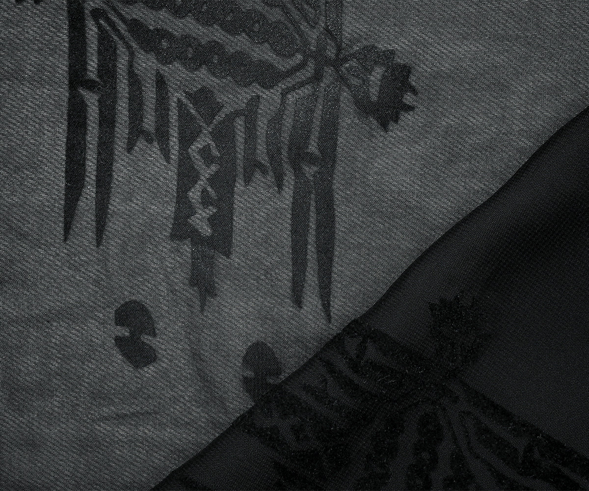 Black Poly Aztec Motif Velvet Flocked Chiffon Woven Fabric - Image 2