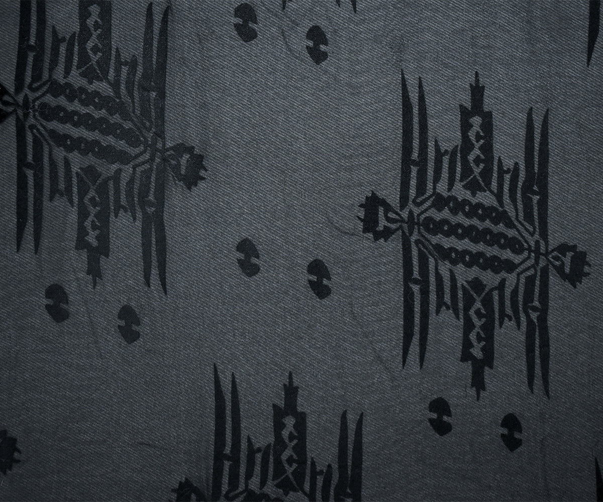 Black Poly Aztec Motif Velvet Flocked Chiffon Woven Fabric - Image 3