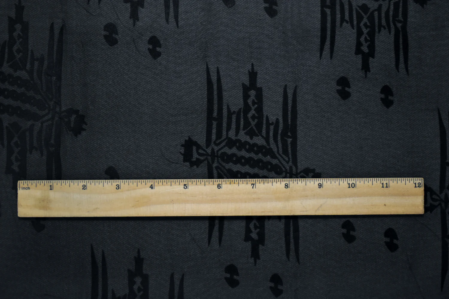 Black Poly Aztec Motif Velvet Flocked Chiffon Woven Fabric - Image 4