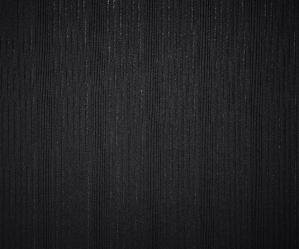 Black Poly Blend Stretch Irregular Rib Knit Fabric - Image 3