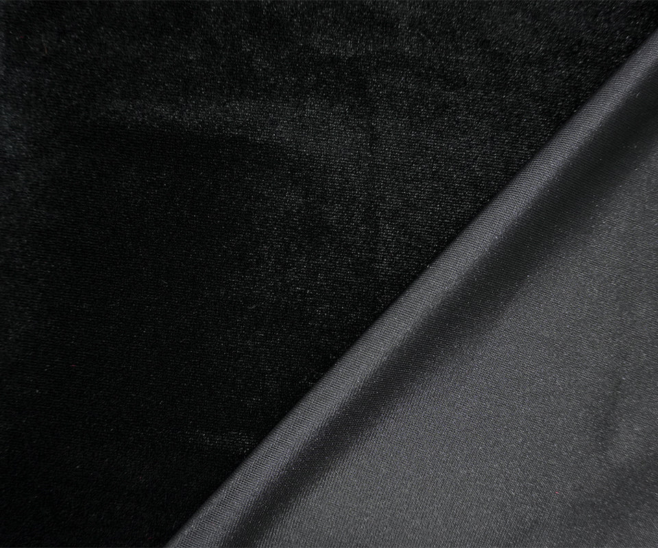 Black Poly Spandex Stretch Velvet Knit Fabric - Image 2