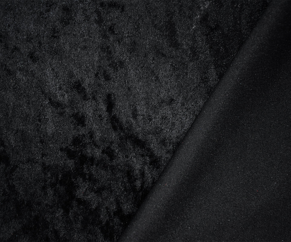 Black Poly Stretch Spandex Solid Crushed Velvet Knit Fabric - Image 2