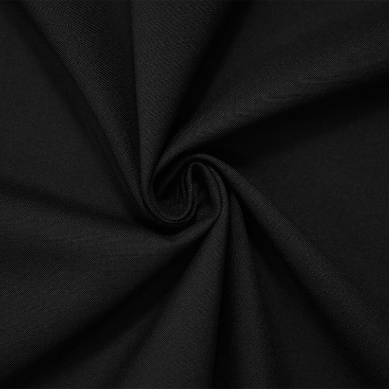 Black Poly Wool Solid Woven Shirting Fabric