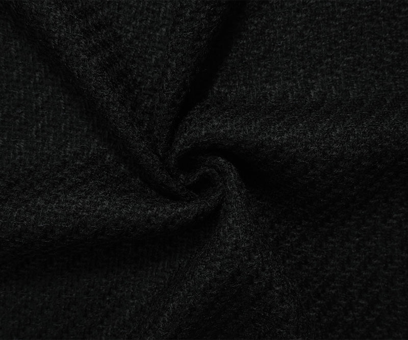 Black Poly Wool Texture Woven Coating Fabric - Image 3