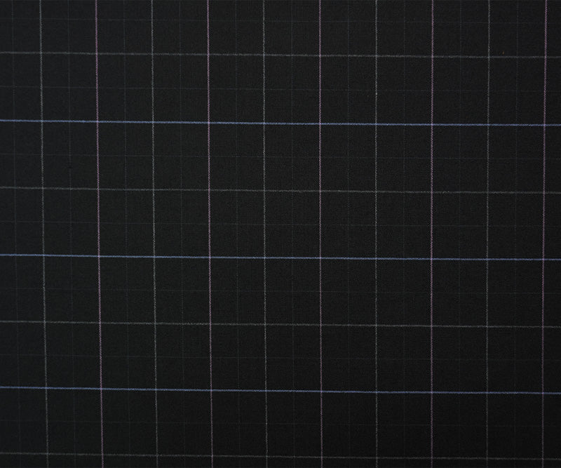Black-Purple-Multi Wool Poly Check-Plaid Woven Shirting Fabric - Image 4