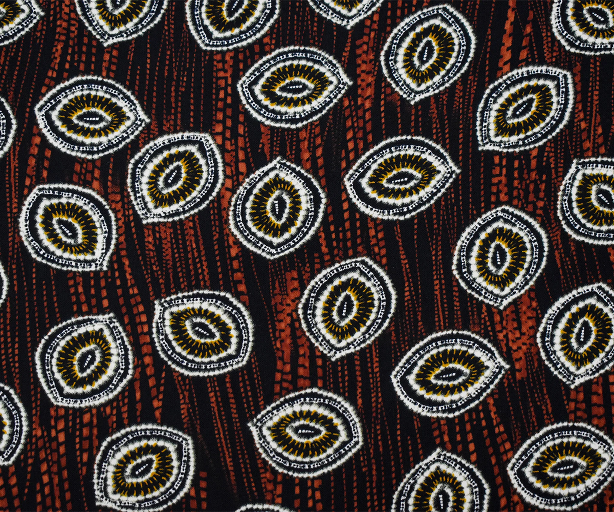 Black-Red-Multi  Abstract Tie Dye Printed Poly Challis Woven Fabric - Image 4