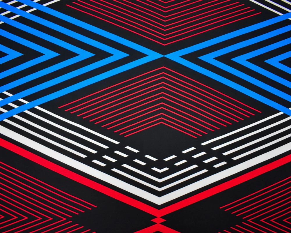 Black-Red-Multi Poly Stretch Spandex Geometry Printed ITY Knit Fabric - Image 3